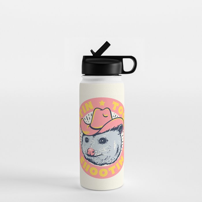 Possum Rootin Tootin Shootin | Pink Water Bottle Gallery Image 1