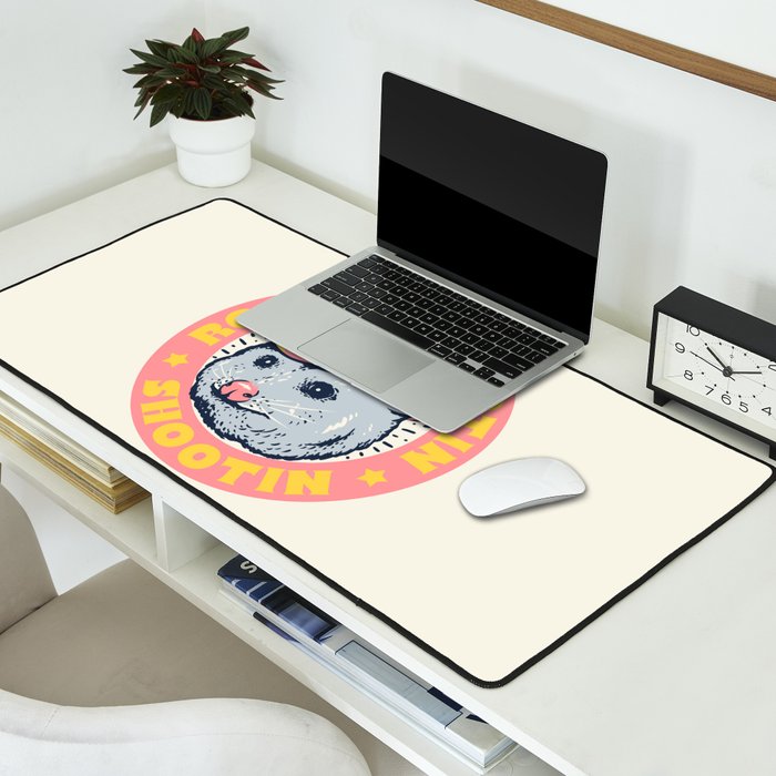 Possum Rootin Tootin Shootin | Pink Desk Mat Gallery Image 2