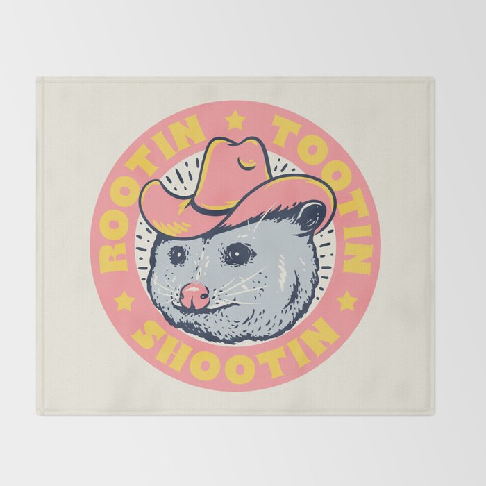 Possum Rootin Tootin Shootin | Pink Throw Blanket Gallery Image 2