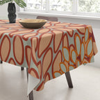 Festive, Floral Prints, Green, Terracotta, Red, Coloured Prints Tablecloth Gallery Image 3