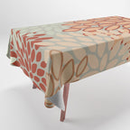 Festive, Floral Prints, Green, Terracotta, Red, Coloured Prints Tablecloth Gallery Image 1