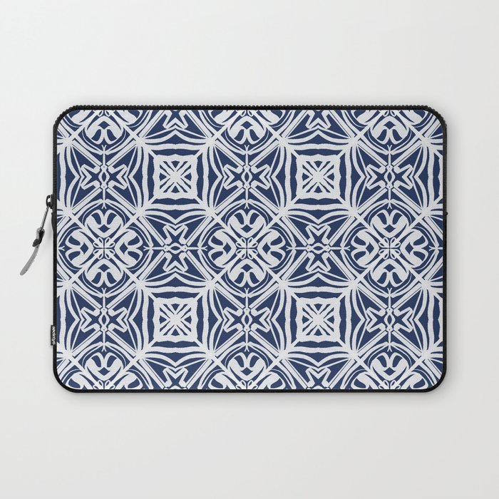 Blue tile brushstroke pattern Laptop Sleeve Gallery Image 1