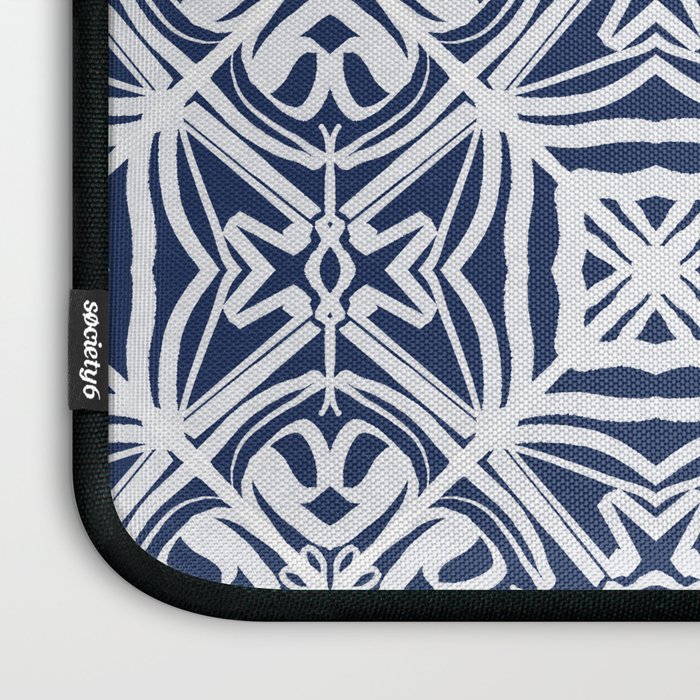 Blue tile brushstroke pattern Laptop Sleeve Gallery Image 3