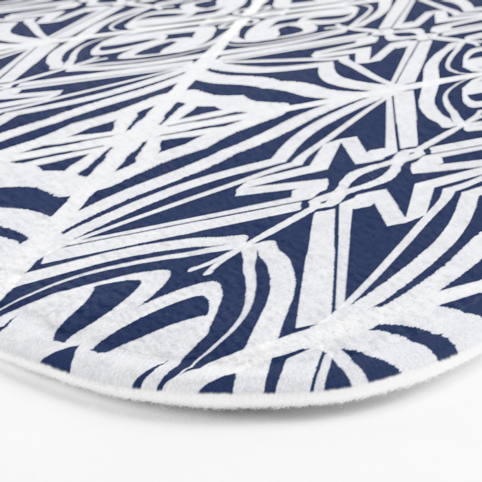 Blue tile brushstroke pattern Bath Mat Gallery Image 3