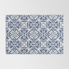 Blue tile brushstroke pattern Rug Gallery Image 2