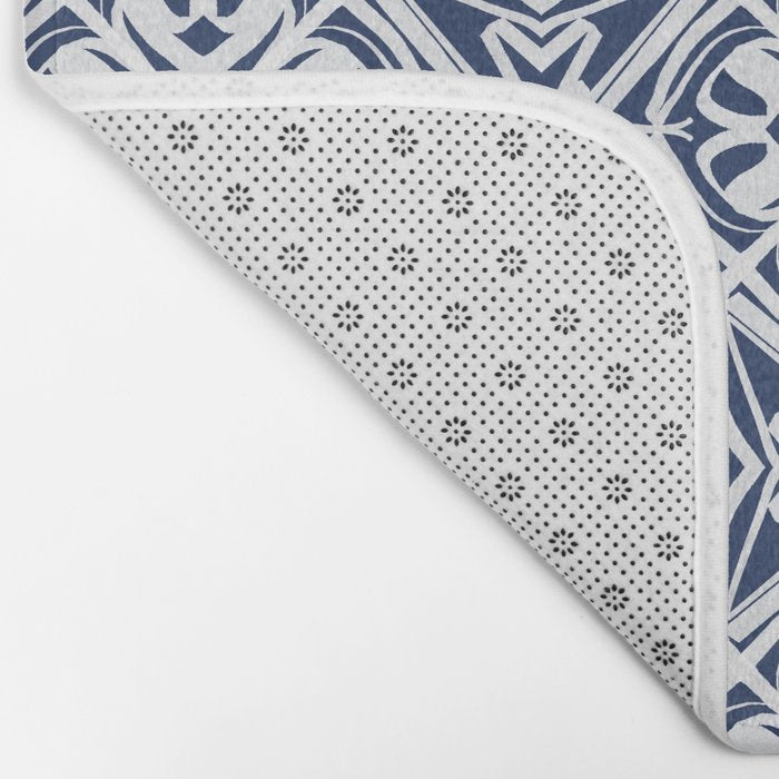 Blue tile brushstroke pattern Bath Mat Gallery Image 2