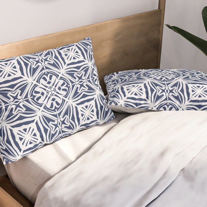 Blue tile brushstroke pattern Pillow Sham Gallery Image 2
