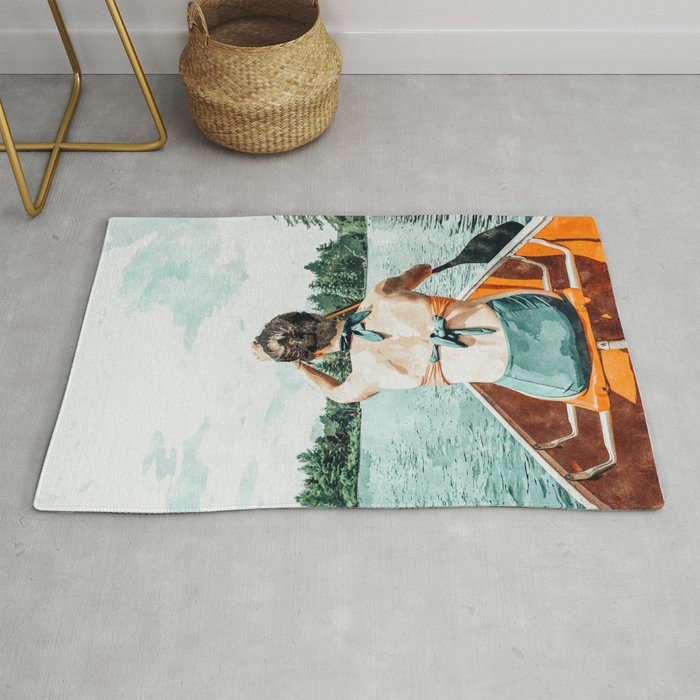 Row Your Own Boat | Woman Empowerment Confidence Painting | Positive Growth Mindset Boho Adventure  Rug Gallery Image 1