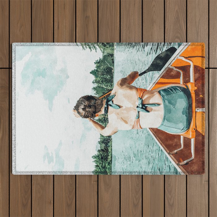 Row Your Own Boat | Woman Empowerment Confidence Painting | Positive Growth Mindset Boho Adventure  Outdoor Rug Gallery Image 1