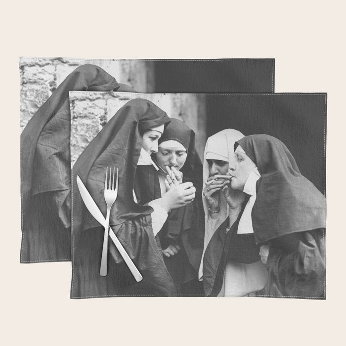 Nuns Smoking High Resolution Version Placemat Gallery Image 1