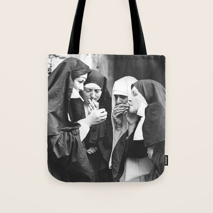 Nuns Smoking High Resolution Version Tote Bag Gallery Image 1