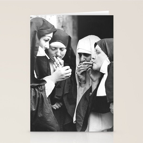Nuns Smoking High Resolution Version Stationery Card Gallery Image 1