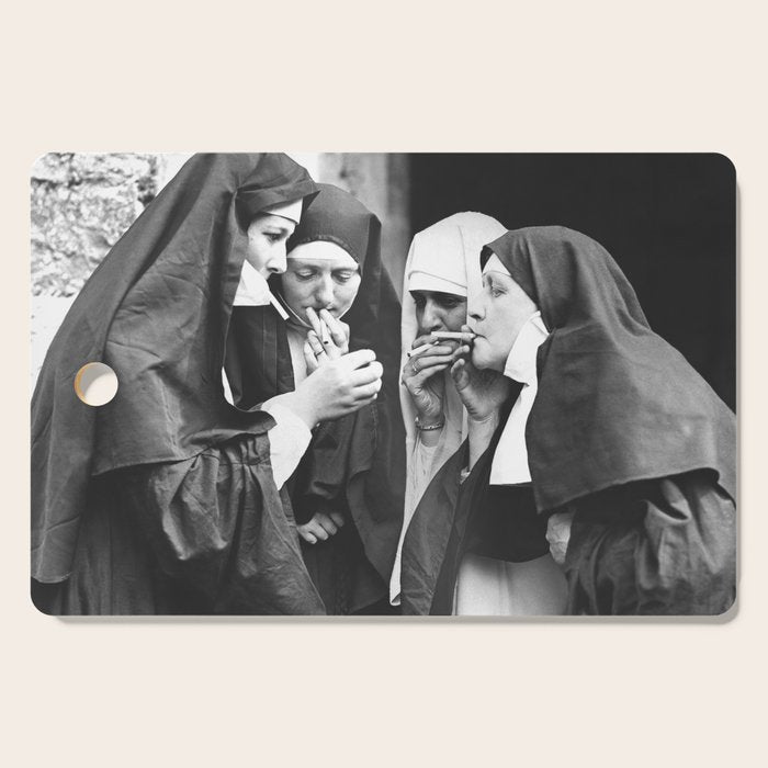 Nuns Smoking High Resolution Version Cutting Board Gallery Image 1