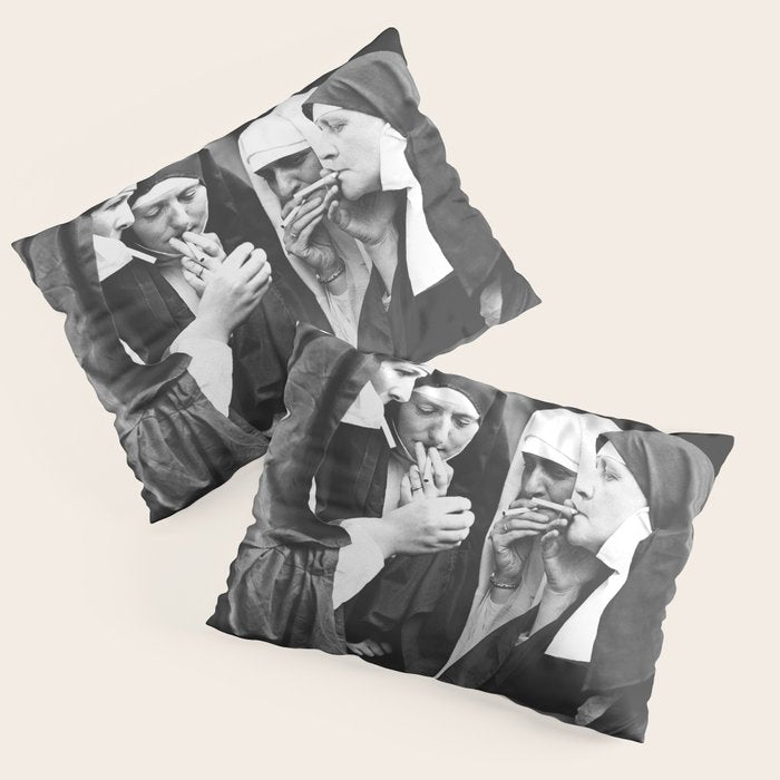 Nuns Smoking High Resolution Version Pillow Sham Gallery Image 3