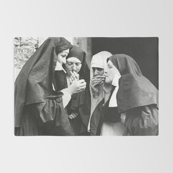 Nuns Smoking High Resolution Version Rug Gallery Image 2