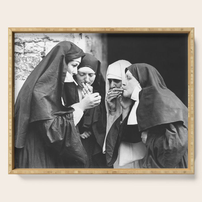 Nuns Smoking High Resolution Version Serving Tray Gallery Image 1