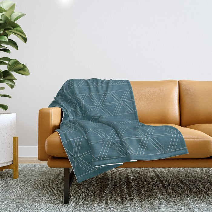 lines geo-teal Throw Blanket Gallery Image 1
