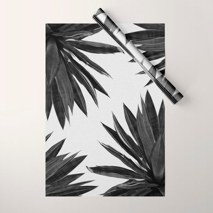 Agave Cactus Black & White Wrapping Paper Gallery Image 1