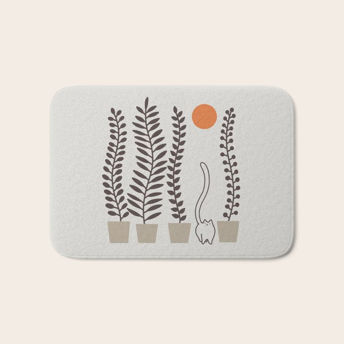 Cat and Plant 64: Dancing Tail Bath Mat Gallery Image 1