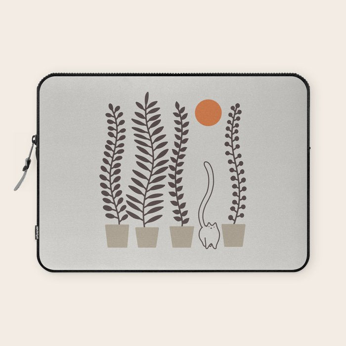 Cat and Plant 64: Dancing Tail Laptop Sleeve Gallery Image 1