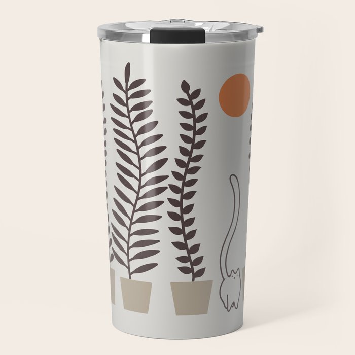 Cat and Plant 64: Dancing Tail Travel Mug Gallery Image 1