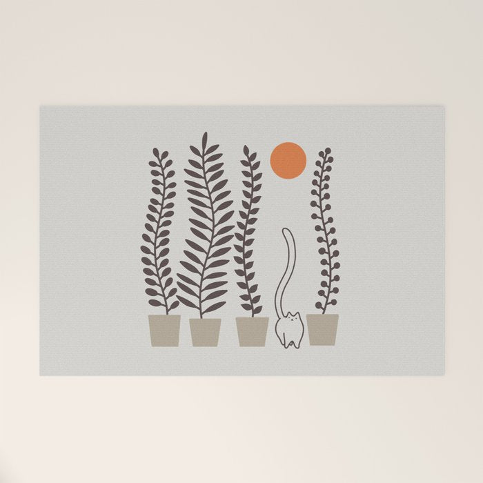 Cat and Plant 64: Dancing Tail Welcome Mat Gallery Image 1