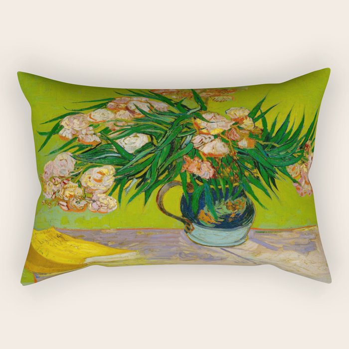 Oleanders Vincent van Gogh Oil On Canvas Floral Still Life Painting Rectangular Pillow Gallery Image 2
