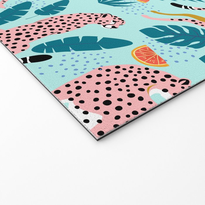 Cheetahs In The Grapefruit Grove, Tropical Jungle bohemian Wildlife, Tiger Wild Cat Nature Forest Welcome Mat Gallery Image 2