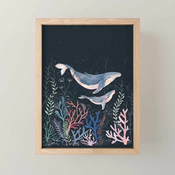 Whales and Coral Mini Art Print Gallery Image 1