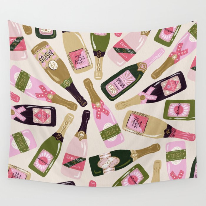 French Champagne Collection - Pink & Green Wall Tapestry Gallery Image 4