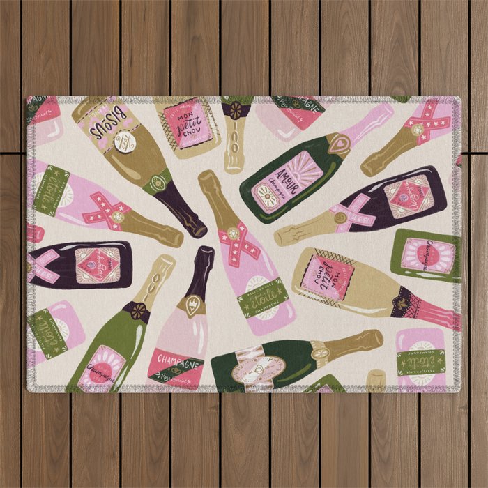 French Champagne Collection - Pink & Green Outdoor Rug Gallery Image 1