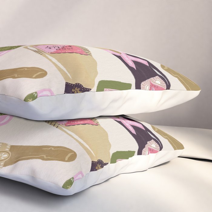 French Champagne Collection - Pink & Green Pillow Sham Gallery Image 3