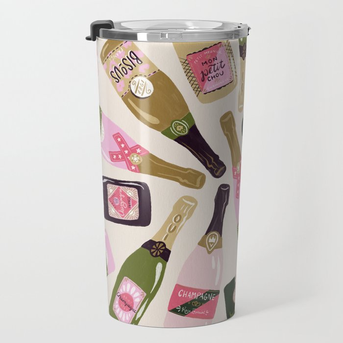 French Champagne Collection - Pink & Green Travel Mug Gallery Image 3