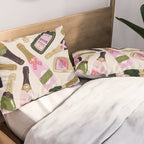 French Champagne Collection - Pink & Green Pillow Sham Gallery Image 2