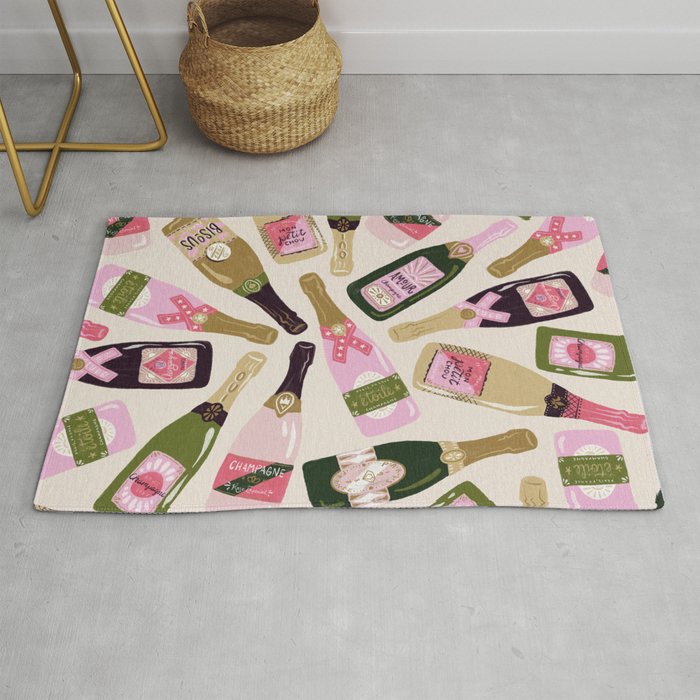 French Champagne Collection - Pink & Green Rug Gallery Image 1