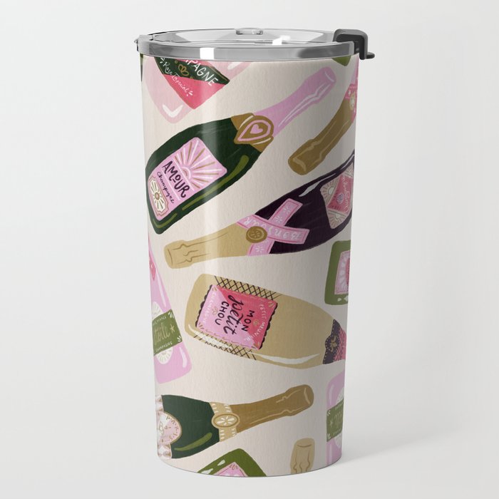 French Champagne Collection - Pink & Green Travel Mug Gallery Image 2