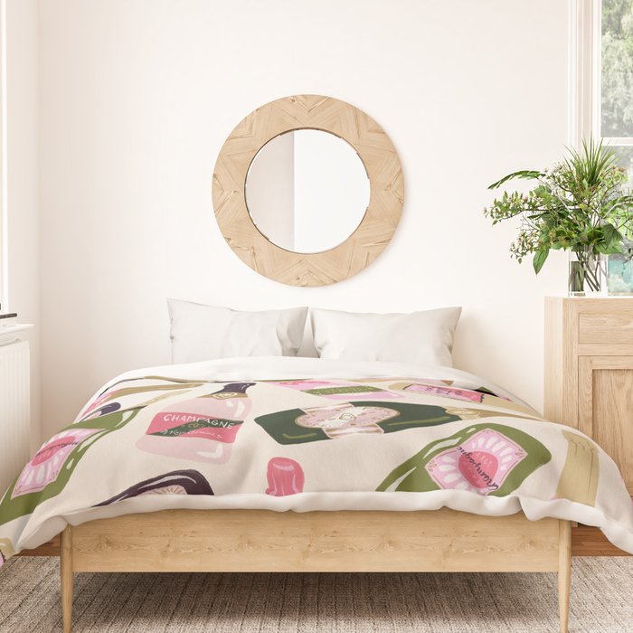 French Champagne Collection - Pink & Green Duvet Cover Gallery Image 3