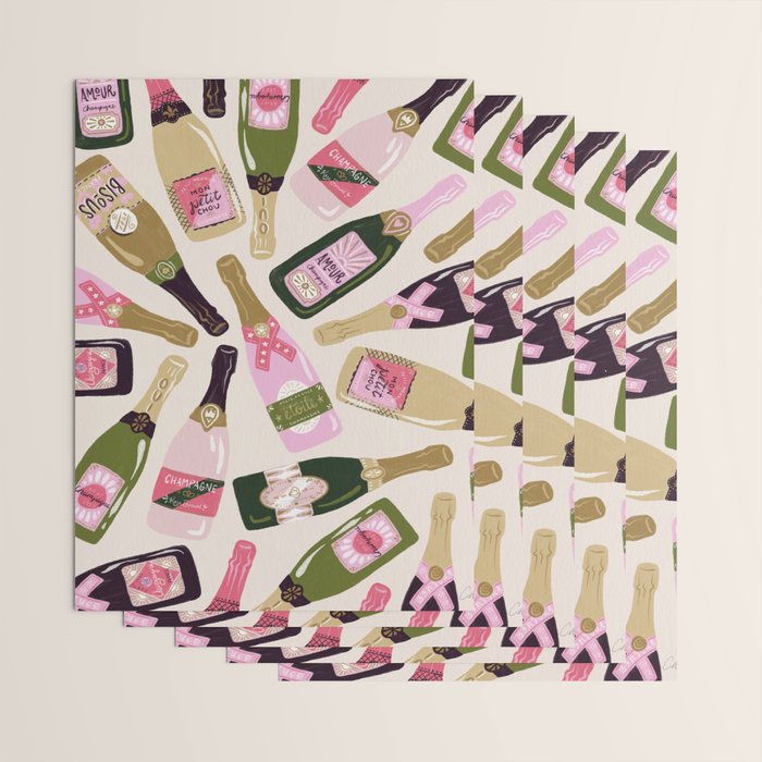 French Champagne Collection - Pink & Green Wrapping Paper Gallery Image 3