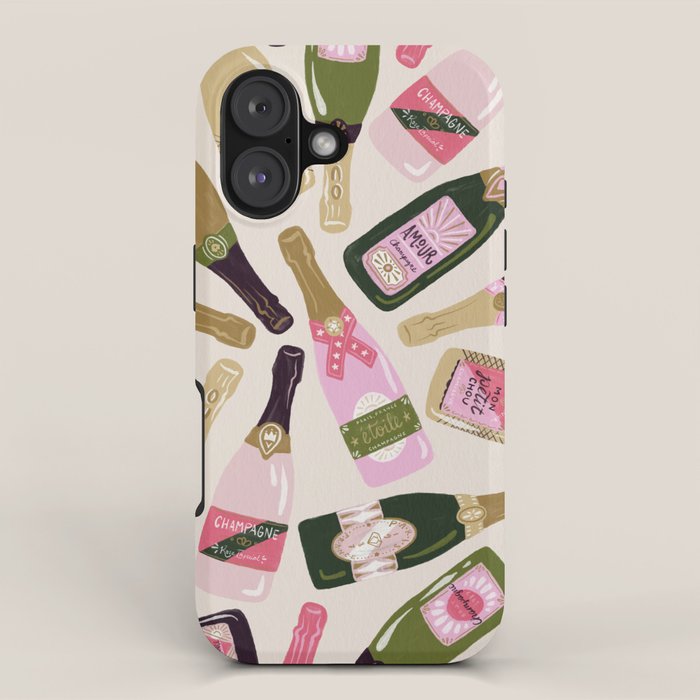 French Champagne Collection - Pink & Green iPhone Case Gallery Image 1