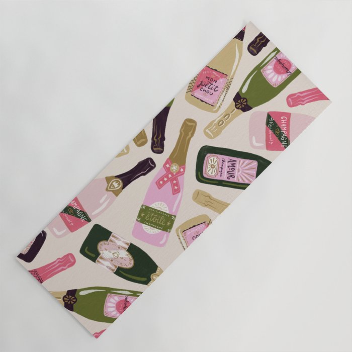 French Champagne Collection - Pink & Green Yoga Mat Gallery Image 1