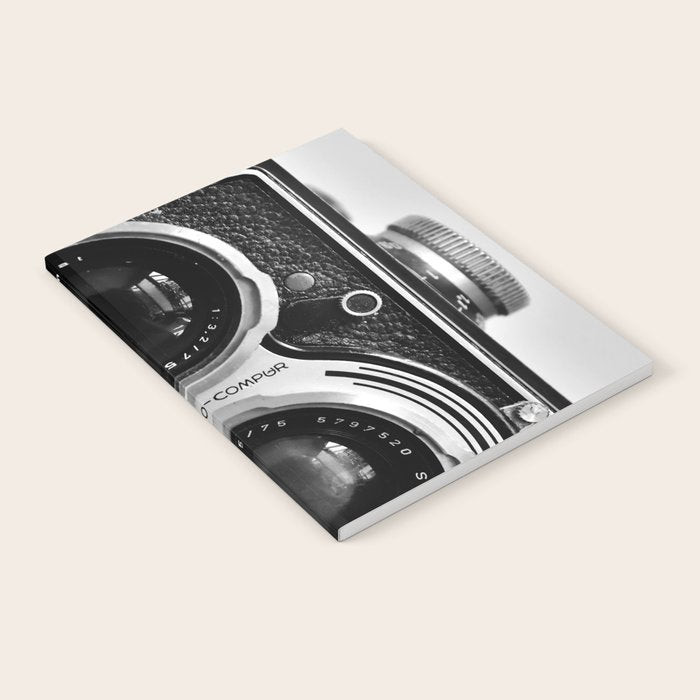 Vintage photograph camera art print- black and white retro rolleicord - film photography Notebook Gallery Image 2