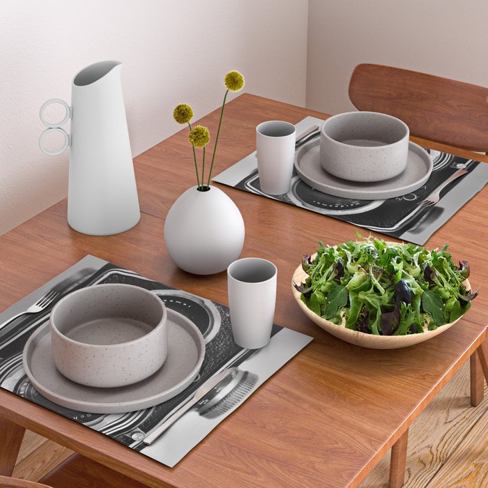 Vintage photograph camera art print- black and white retro rolleicord - film photography Placemat Gallery Image 2