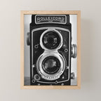 Vintage photograph camera art print- black and white retro rolleicord - film photography Mini Art Print Gallery Image 1