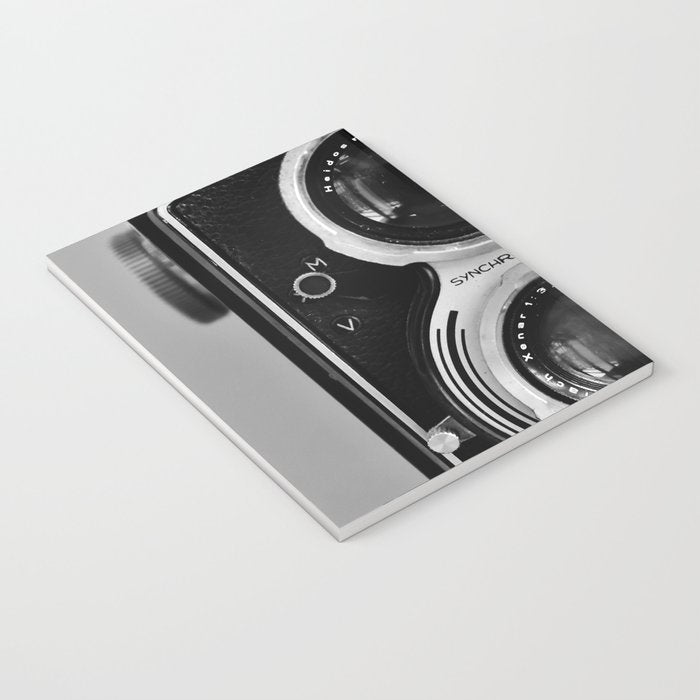 Vintage photograph camera art print- black and white retro rolleicord - film photography Notebook Gallery Image 3