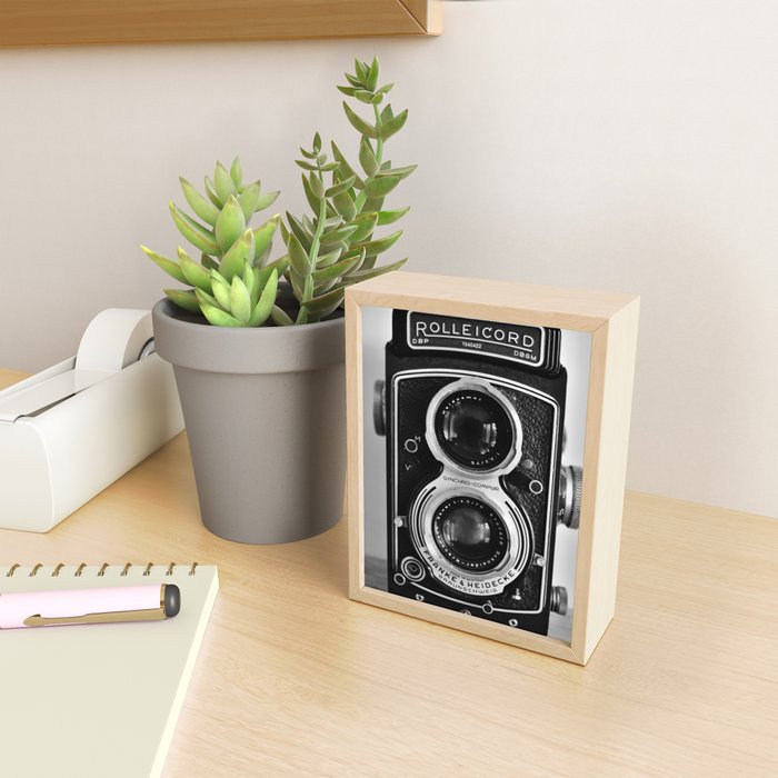 Vintage photograph camera art print- black and white retro rolleicord - film photography Mini Art Print Gallery Image 2
