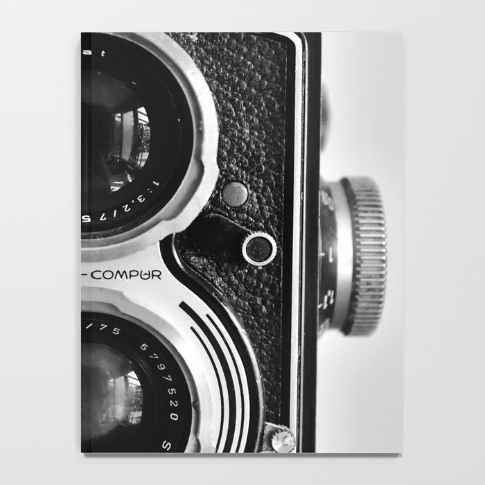Vintage photograph camera art print- black and white retro rolleicord - film photography Notebook Gallery Image 4