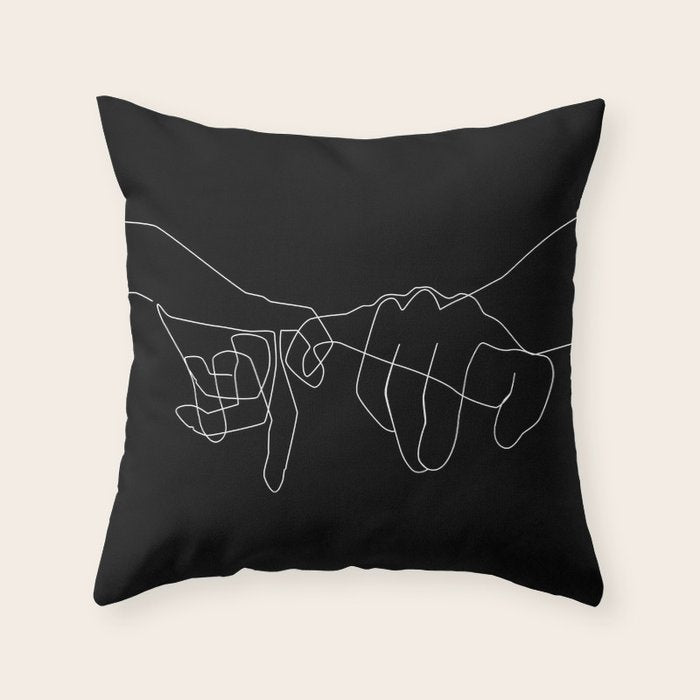 Black Pinky Swear Throw Pillow Gallery Image 1