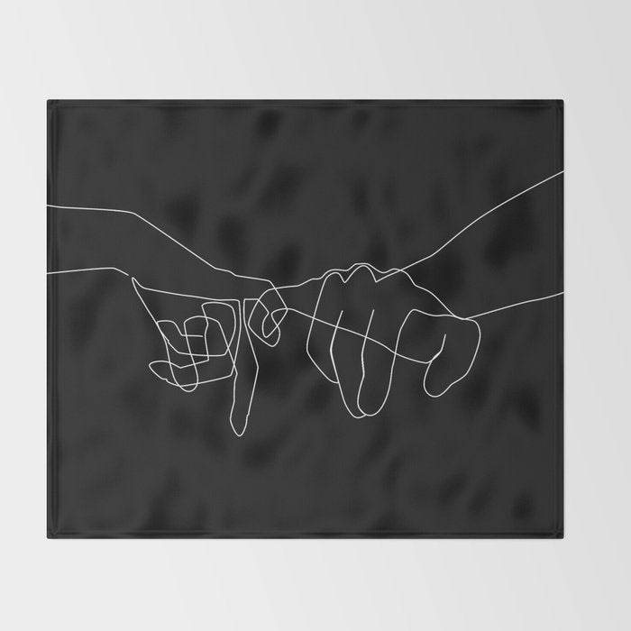 Black Pinky Swear Throw Blanket Gallery Image 2