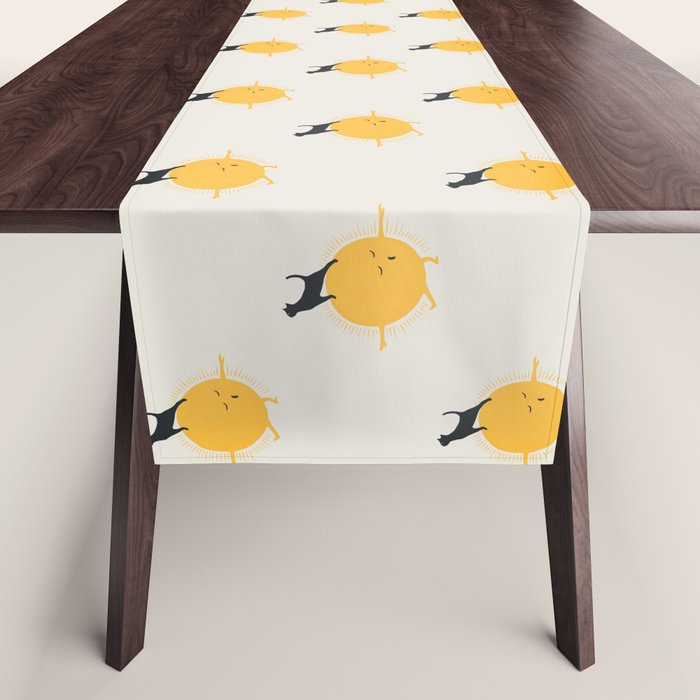 Good Meowâing 9 yoga warrior II Table Runner Gallery Image 1