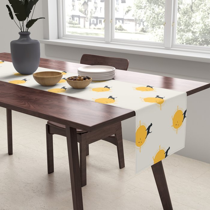 Good Meowâing 9 yoga warrior II Table Runner Gallery Image 2
